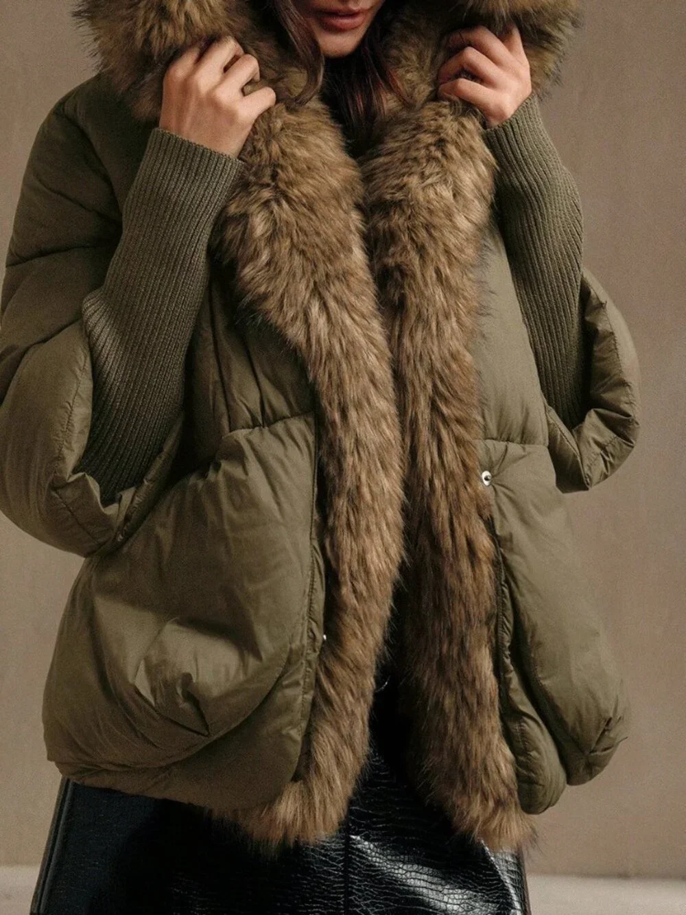 Army Green Casual Women's Short Puffer Jacket